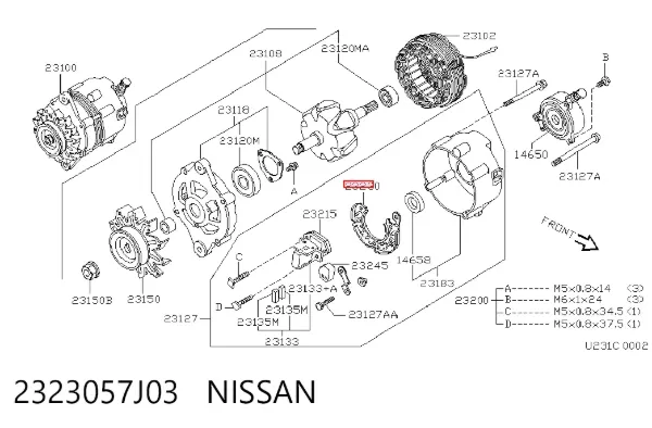 Eixo de diodos do gerador Nissan Sunny II
