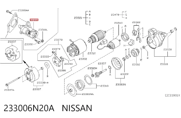 Motor de arranco 233006N20A Nissan/Infiniti