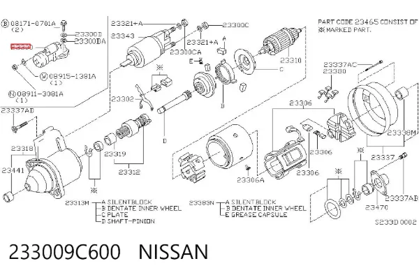 Motor de arranco 233009C600 Nissan/Infiniti