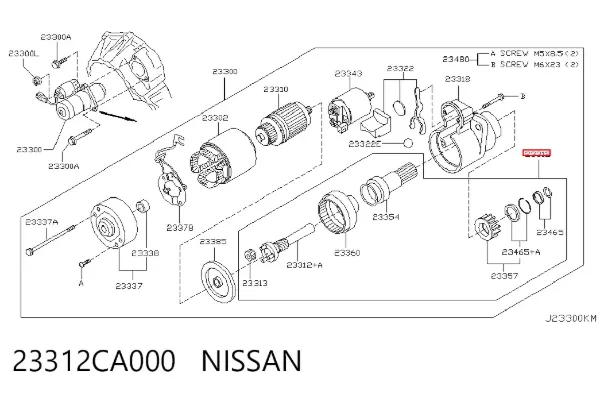 Roda-livre do motor de arranco 23312CA000 Nissan/Infiniti