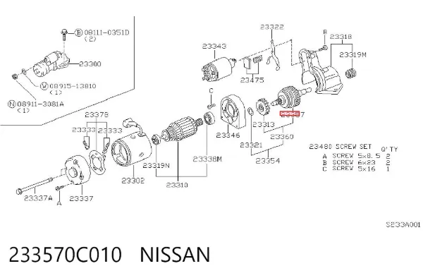 Roda-livre do motor de arranco 233570C010 Nissan/Infiniti