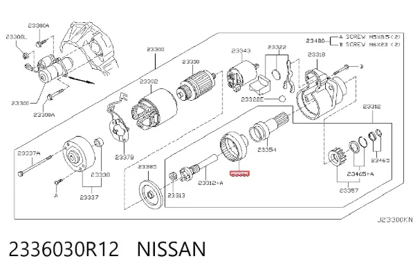 Roda-livre do motor de arranco 2336030R12 Nissan/Infiniti