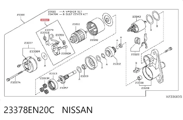Porta-escovas do motor de arranco 23378EN20C Nissan/Infiniti