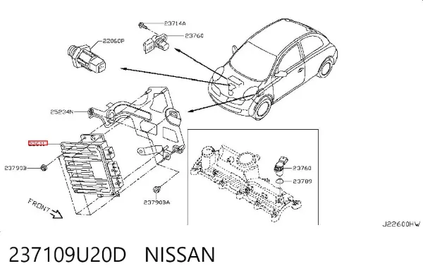 Módulo de direção (Centralina eletrônica) de motor Nissan Note E11