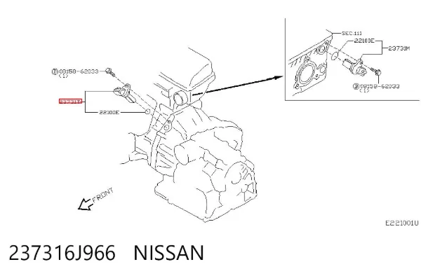 Sensor de posição (de revoluções) de cambota 237316J966 Nissan/Infiniti