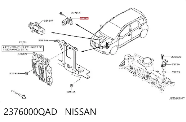 Sensor de posição da árvore distribuidora 2376000QAD Nissan/Infiniti