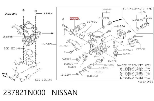 Válvula (regulador) de marcha a vácuo Nissan Sunny III