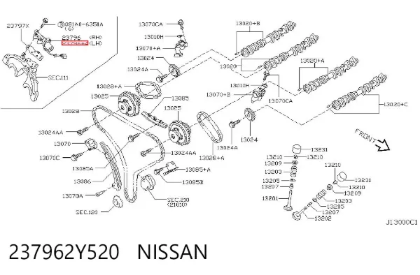 Válvula eletromagnética esquerda de posição (de fases) da árvore distribuidora 237962Y520 Nissan/Infiniti