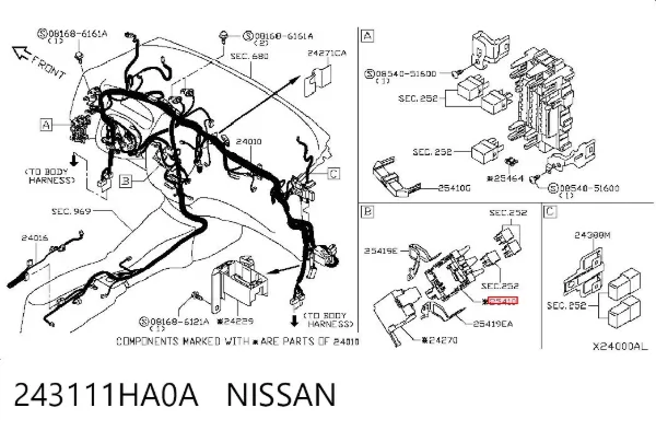 Unidade de dispositivos de segurança 243111HA0A Nissan/Infiniti