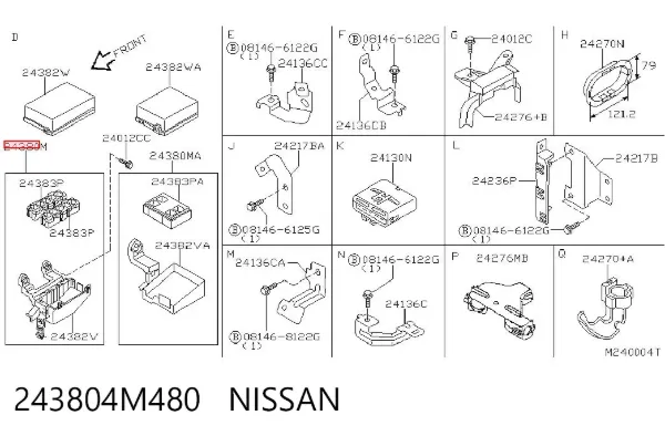 Unidade de relês 243804M480 Nissan/Infiniti