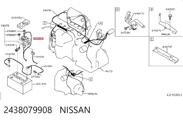 Caixa de unidade de dispositivos de segurança 2438079908 Nissan/Infiniti