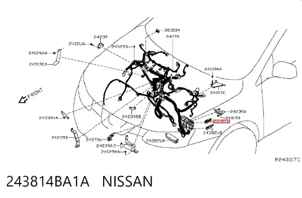 Caixa de unidade de dispositivos de segurança 243814BA1A Nissan/Infiniti