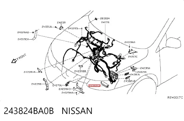 Tampa de unidade de dispositivos de segurança 243824BA0B Nissan/Infiniti