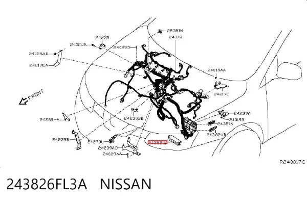 Tampa de unidade de dispositivos de segurança 243826FL3A Nissan/Infiniti