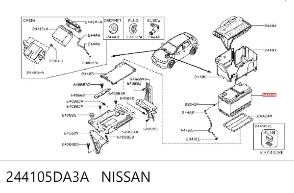 Bateria recarregável (PILHA) 244105DA3A Nissan/Infiniti