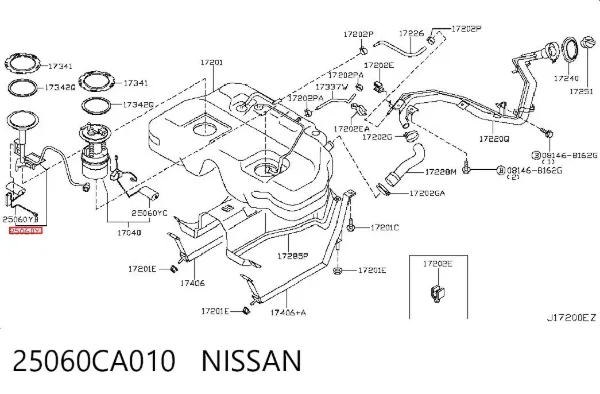 Sensor do nível de combustível no tanque 25060CA010 Nissan/Infiniti