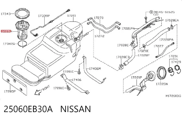 Sensor do nível de combustível no tanque 25060EB30A Nissan/Infiniti
