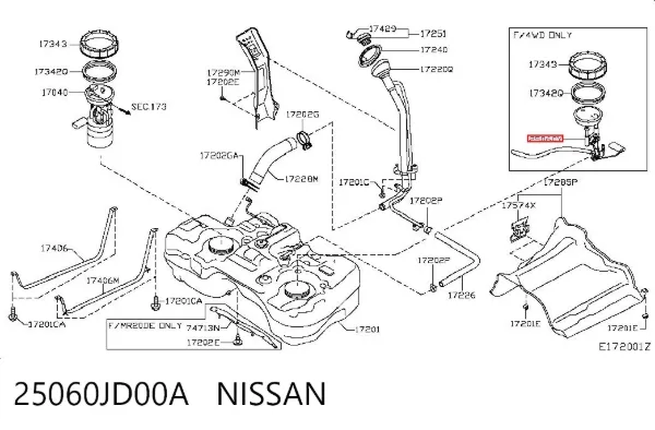 Sensor do nível de combustível no tanque Nissan Qashqai I