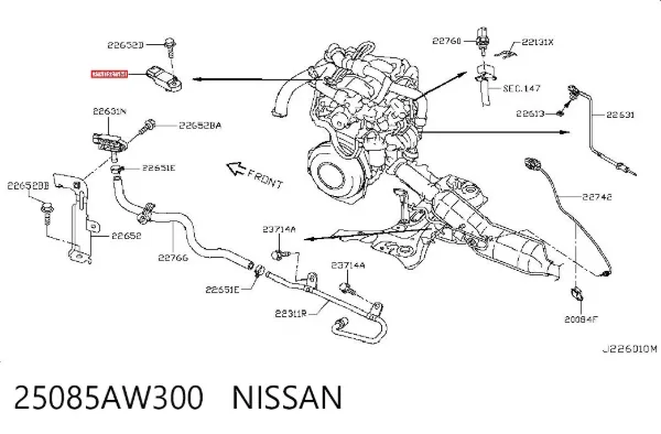 Sensor de pressão no coletor de admissão, MAP 25085AW300 Nissan/Infiniti