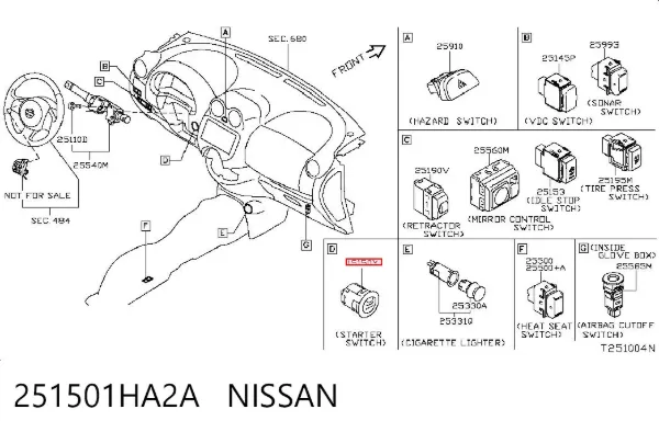 Botão de arranco de motor 251501HA2A Nissan/Infiniti
