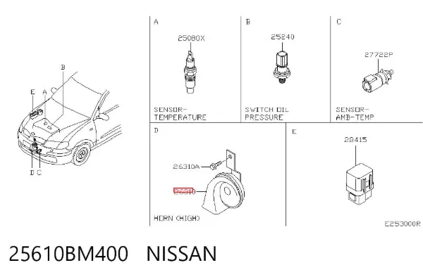 Sinal sonoro (cláxon) 25610BM400 Nissan/Infiniti