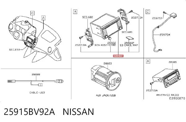 Mostrador multifuncional 25915BV92A Nissan/Infiniti