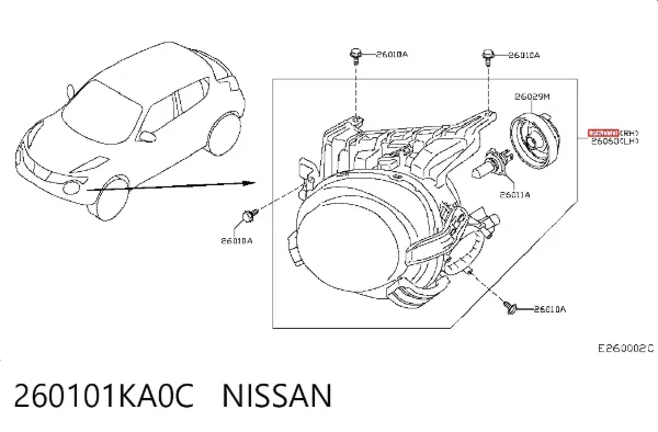 Luz direita 260101KA0C Nissan/Infiniti