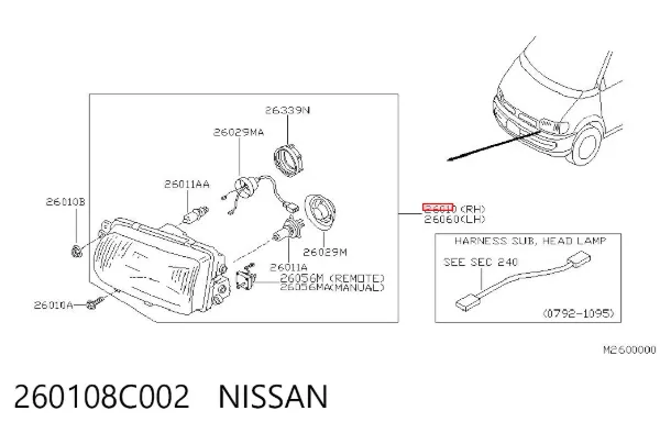 Luz direita Nissan Vanette CARGO