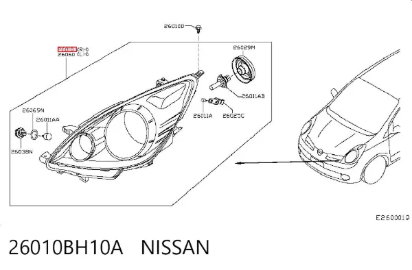 Luz direita 26010BH10A Nissan/Infiniti