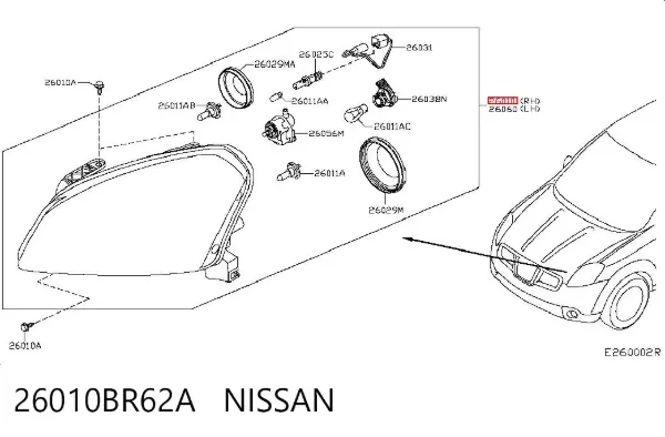 Luz direita 26010BR62A Nissan/Infiniti