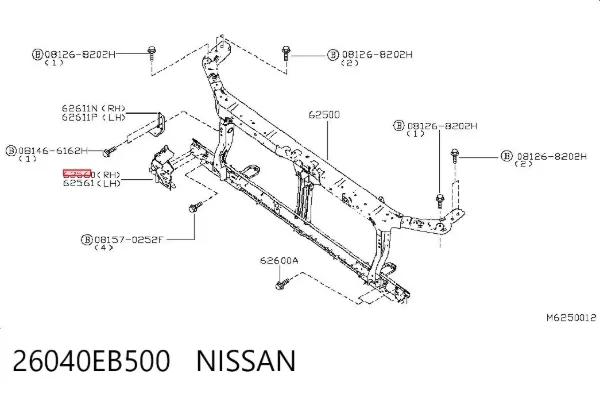 Consola (adaptador) de fixação da luz dianteira direita 26040EB500 Nissan/Infiniti