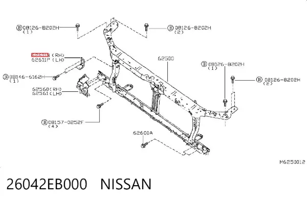 Consola (adaptador) de fixação da luz dianteira direita 26042EB000 Nissan/Infiniti