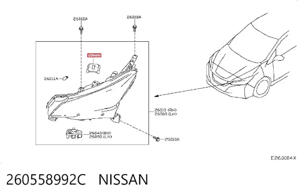 Módulo de direção (Centralina eletrônica) das luzes 260558992C Nissan/Infiniti