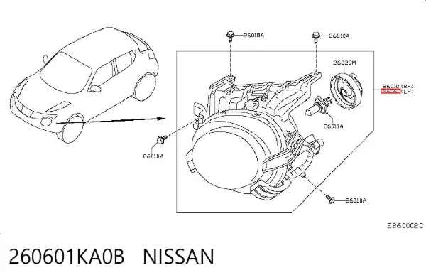 Luz esquerda 260601KA0B Nissan/Infiniti