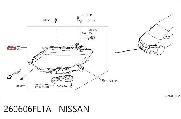 Luz esquerda 260606FL1A Nissan/Infiniti