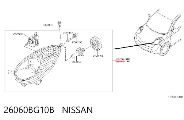 Luz esquerda 26060BG10B Nissan/Infiniti