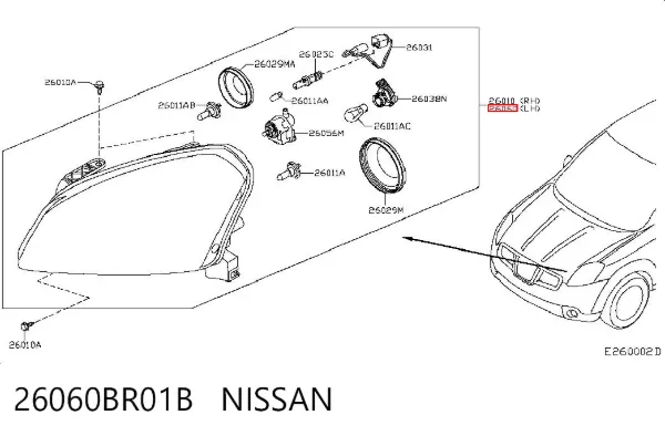 Luz esquerda 26060BR01B Nissan/Infiniti