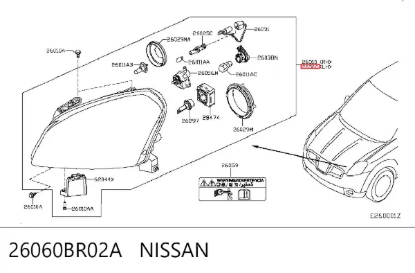 Luz esquerda 26060BR02A Nissan/Infiniti