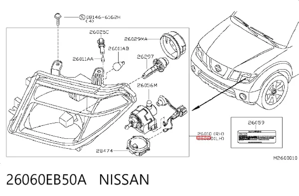 Luz esquerda 26060EB50A Nissan/Infiniti