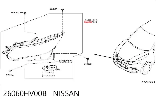 Luz esquerda 26060HV00B Nissan/Infiniti