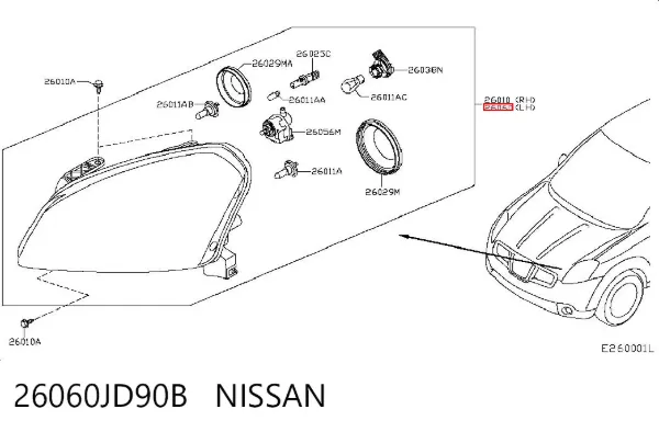 Luz esquerda 26060JD90B Nissan/Infiniti