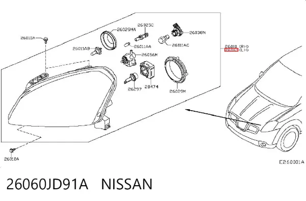 Luz esquerda 26060JD91A Nissan/Infiniti