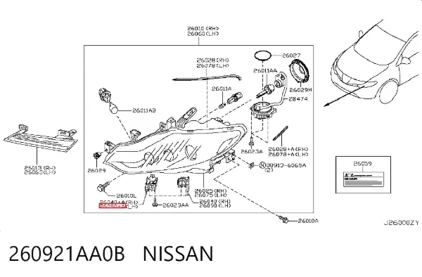 Consola (adaptador) de fixação da luz dianteira esquerda 260921AA0B Nissan/Infiniti
