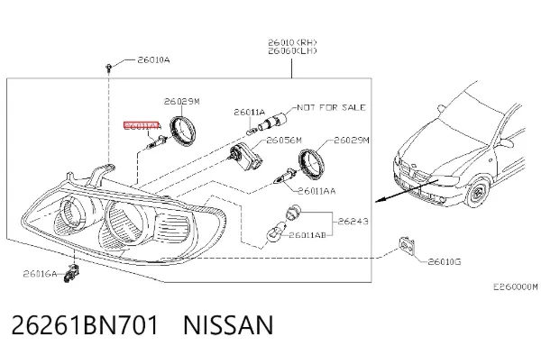 Lâmpada halógena 26261BN701 Nissan/Infiniti