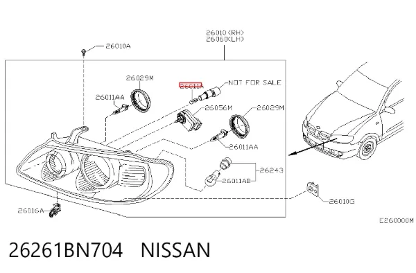 Lâmpada halógena 26261BN704 Nissan/Infiniti