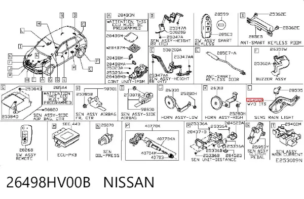 Tampa de sensor de chuva 26498HV00B Nissan/Infiniti