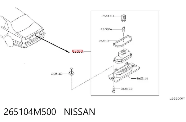 Lanterna da luz de fundo de matrícula traseira Nissan Almera II