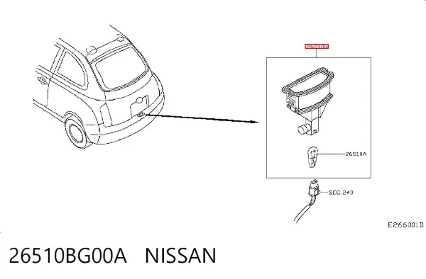 Lanterna da luz de fundo de matrícula traseira 26510BG00A Nissan/Infiniti