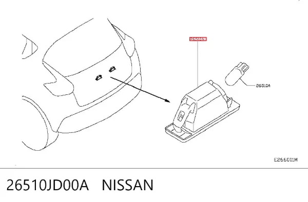 Lanterna da luz de fundo de matrícula traseira 26510JD00A Nissan/Infiniti