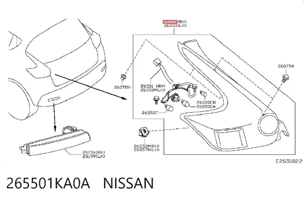 Lanterna traseira direita 265501KA0A Nissan/Infiniti